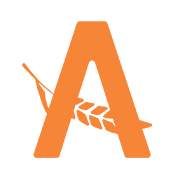 Askolan logon oranssi A-merkki. A-kirjaimen poikkiviivana on tähkä.
