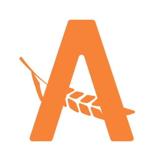 Askolan logon oranssi A-merkki. A-kirjaimen poikkiviivana on tähkä.