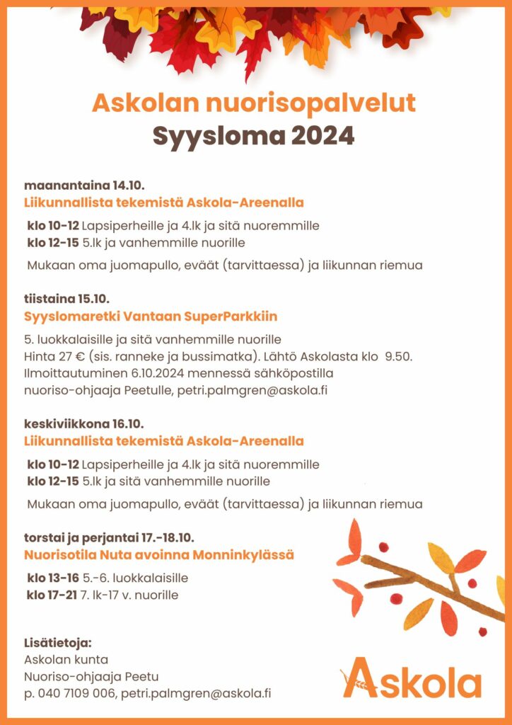 mainos syyslomatekemisistä Askolassa 2024